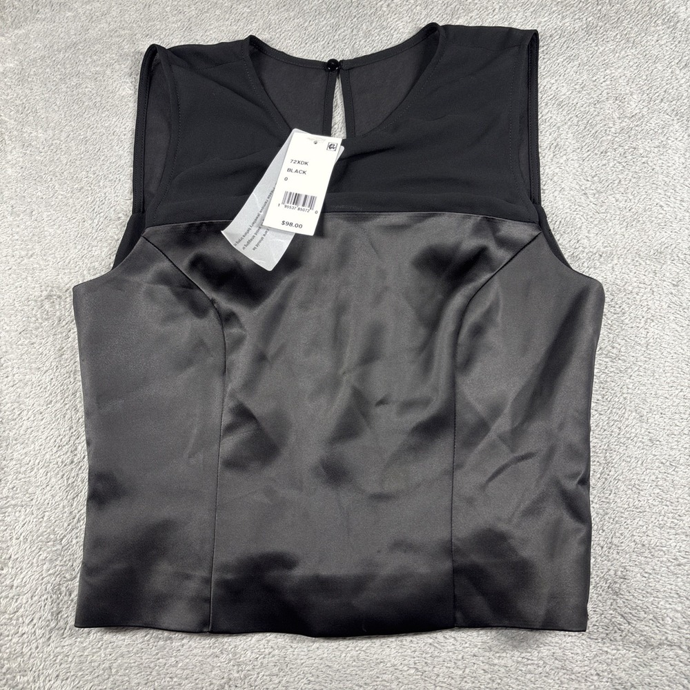 French‎ Connection Womens Illusion Neck Top in Black Size 0 NWT